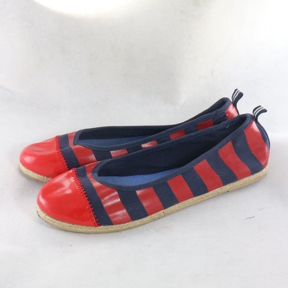 NAUTICA Scow Skimmer Flats Red & Navy Stripes - Picture 5 of 8